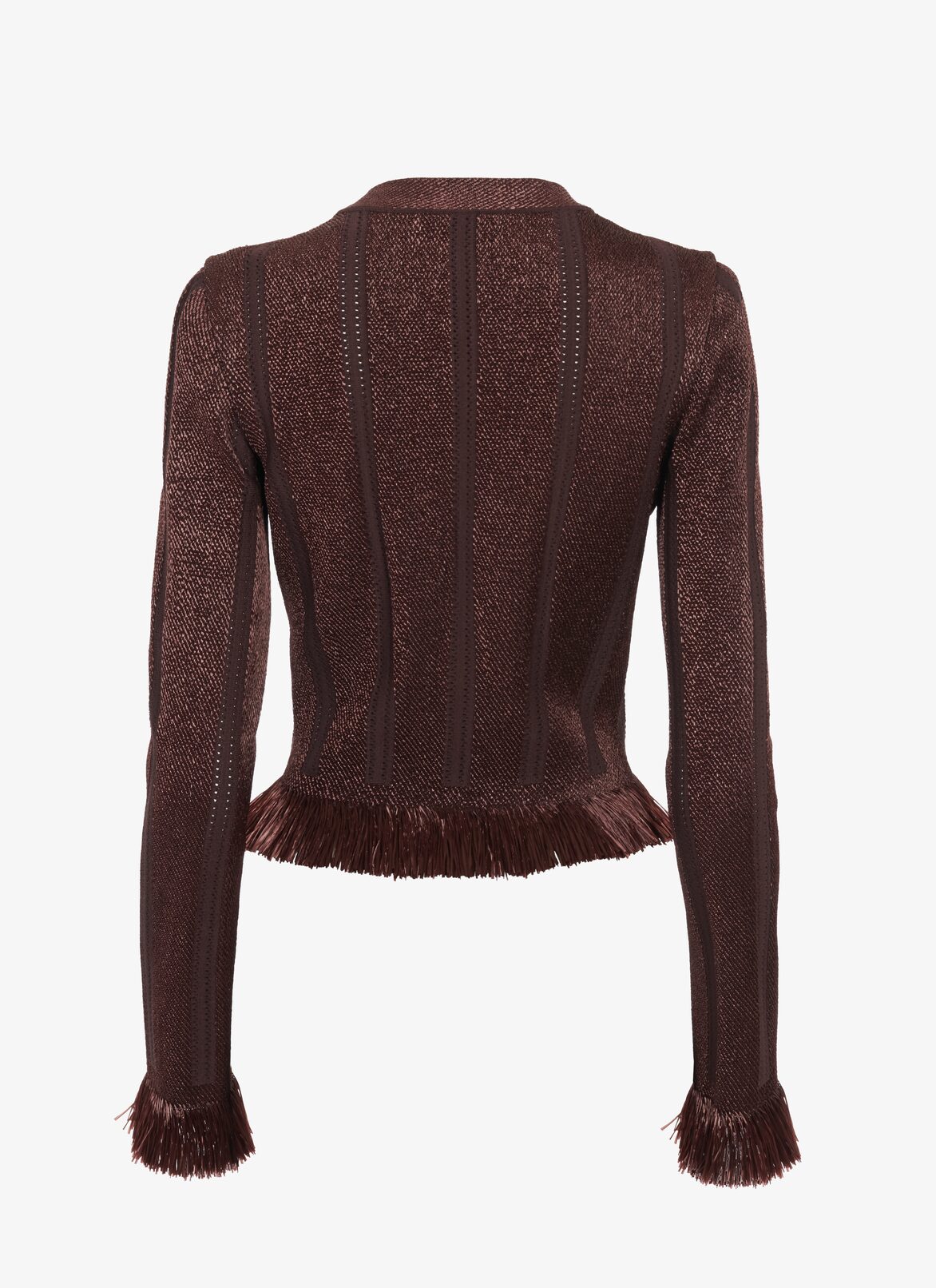 Fitted knit and raffia jacket ALAÏA CHOCOLATE FITTED KNIT AND RAFFIA JACKET